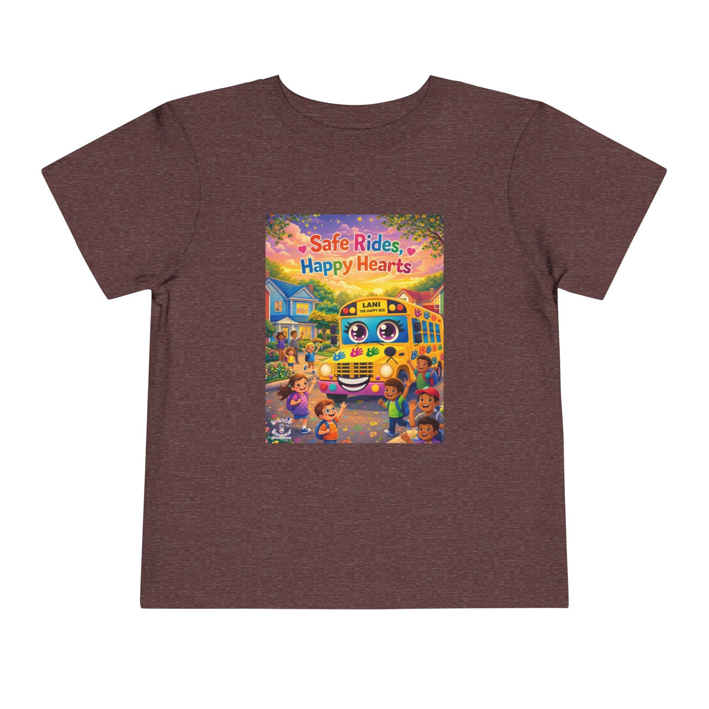 Lani™ Toddler Short Sleeve Tee – "Safe Rides, Happy Hearts" Graphic