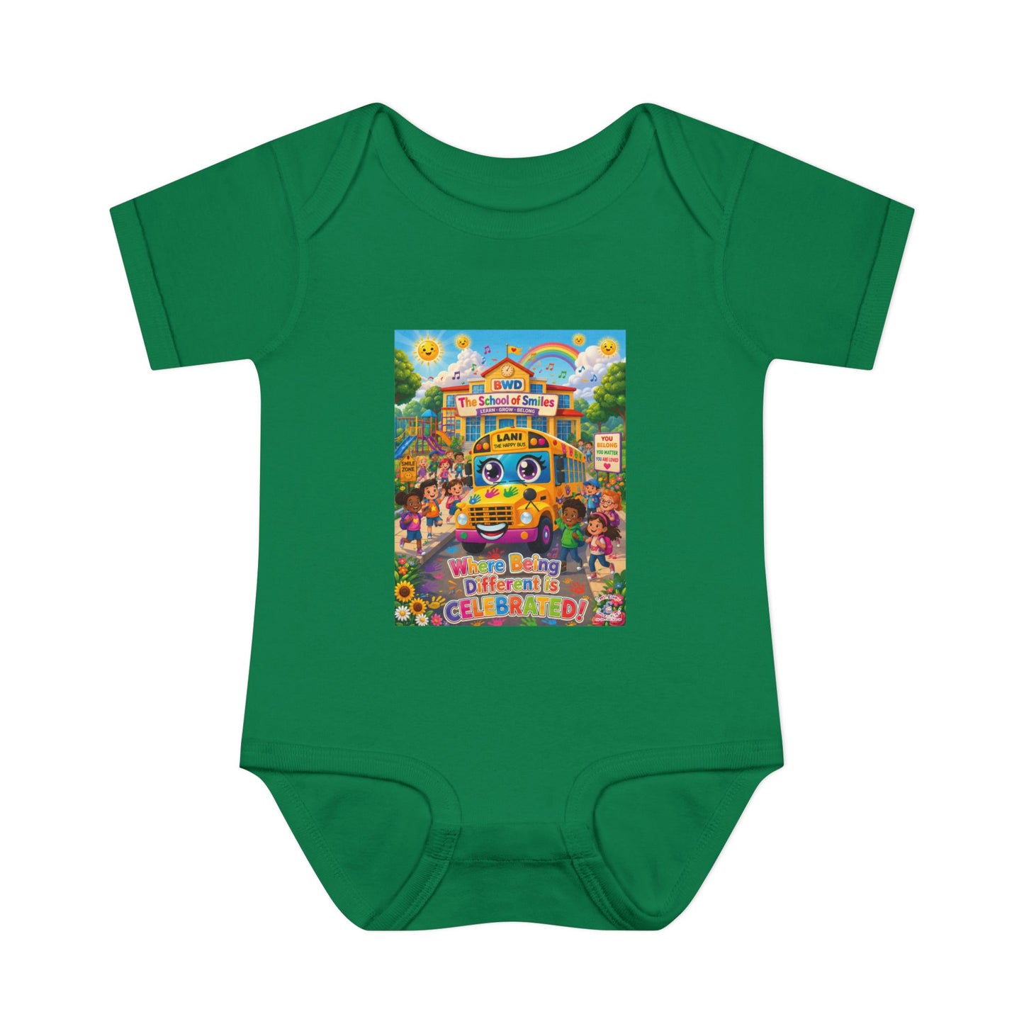 Lani™ Infant Baby Rib Bodysuit – "Where Being Different is CELEBRATED!" Graphic