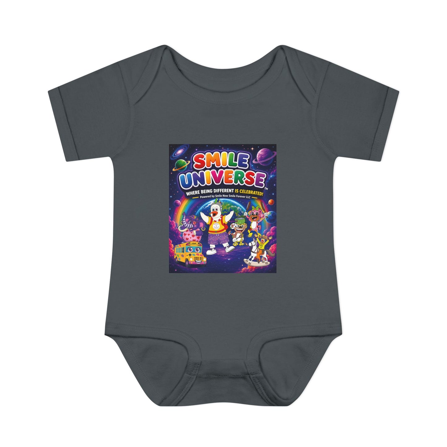 Smile Universe™ Infant Baby Rib Bodysuit – "Where Being Different is CELEBRATED!" Graphic