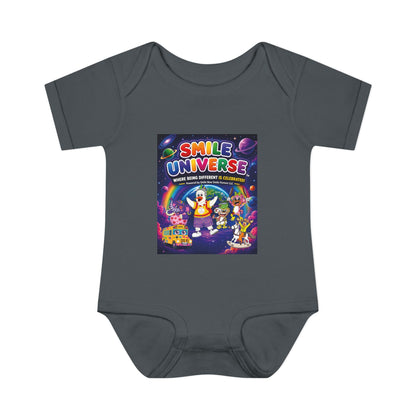 Smile Universe™ Infant Baby Rib Bodysuit – "Where Being Different is CELEBRATED!" Graphic