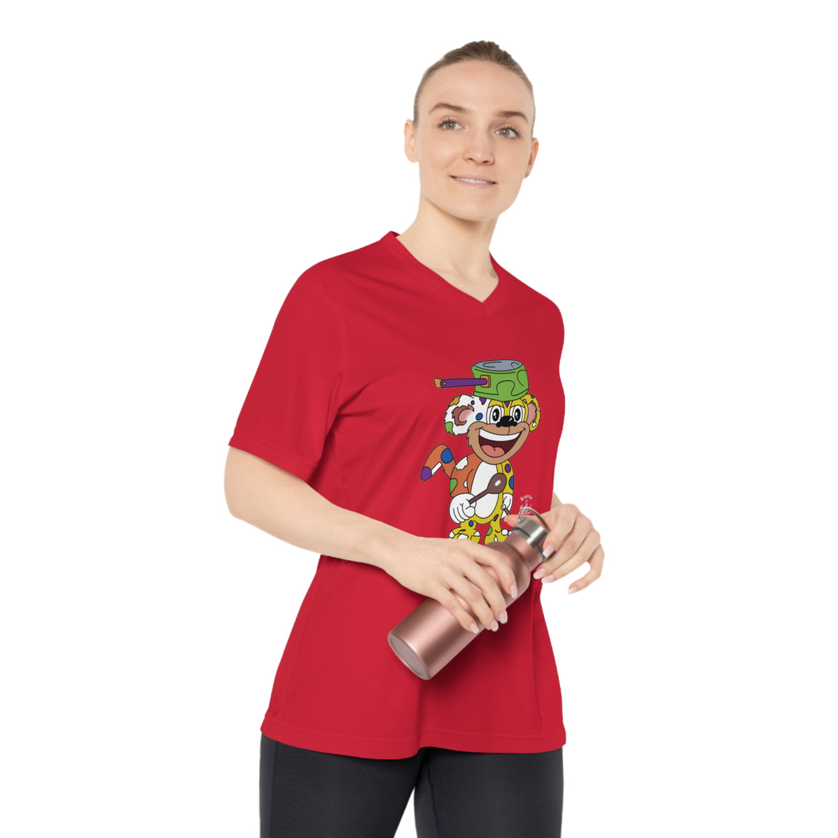 Potz™ Women's Performance V-Neck T-Shirt – Playful Graphic Tee | Smile Universe Collection