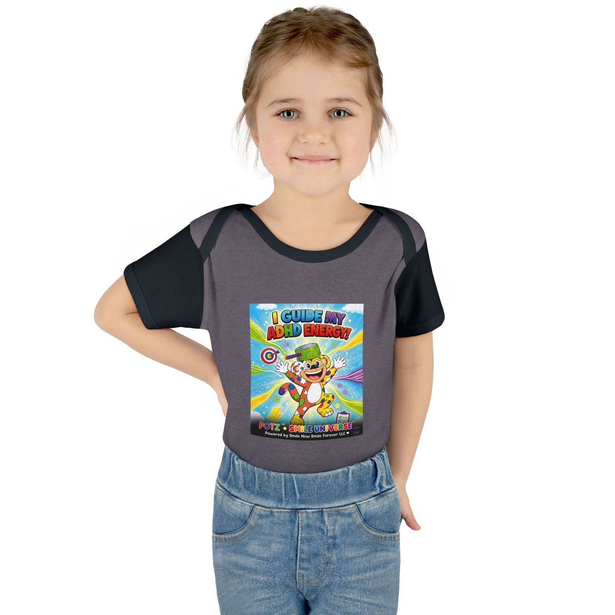 Potz™ Infant Baby Rib Bodysuit – "I Guide My ADHD Energy!" Graphic Onesie | Smile Universe Collection