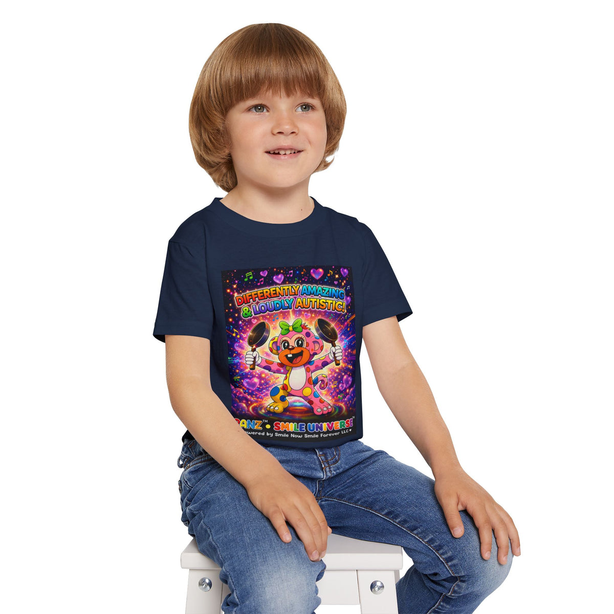 Panz™ Heavy Cotton™ Toddler T-Shirt – "Differently Amazing & Loudly Autistic!" Graphic | Smile Universe Collection