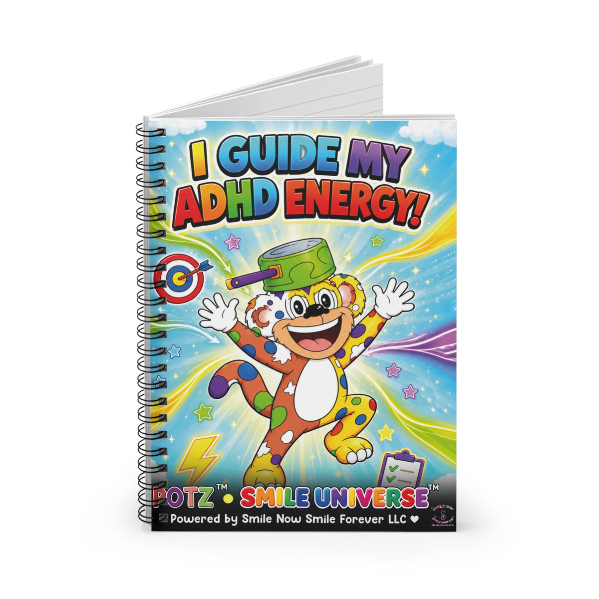 Potz™ Spiral Notebook – "I Guide My ADHD Energy!" Graphic Ruled Notebook | Smile Universe Collection