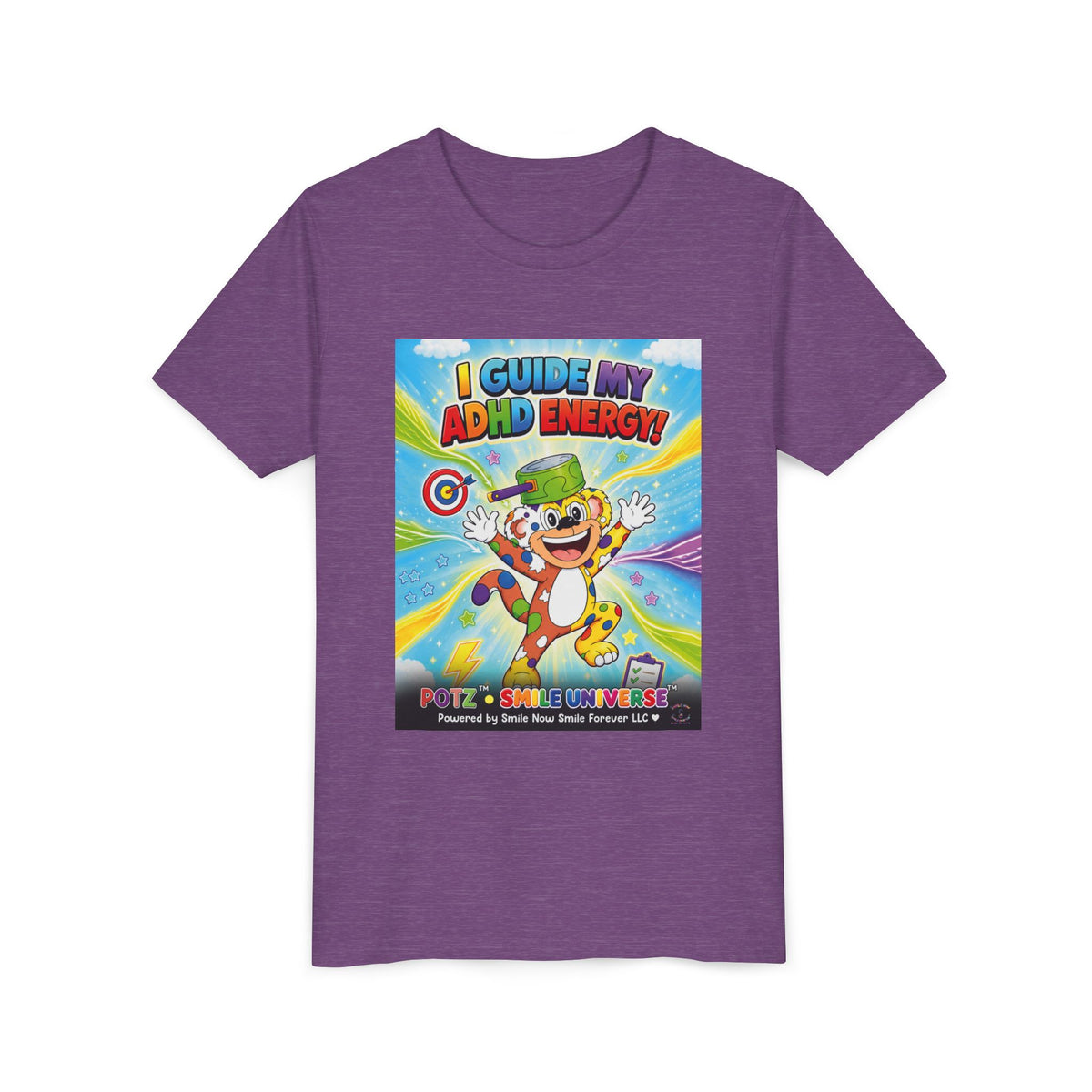 Potz™ Youth Short Sleeve Tee – "I Guide My ADHD Energy!" Graphic Tee | Smile Universe Collection