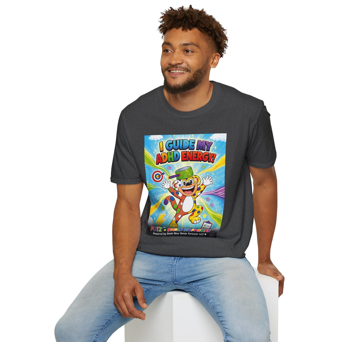 Potz™ Unisex Softstyle T-Shirt – "I Guide My ADHD Energy!" Graphic Tee | Smile Universe Collection
