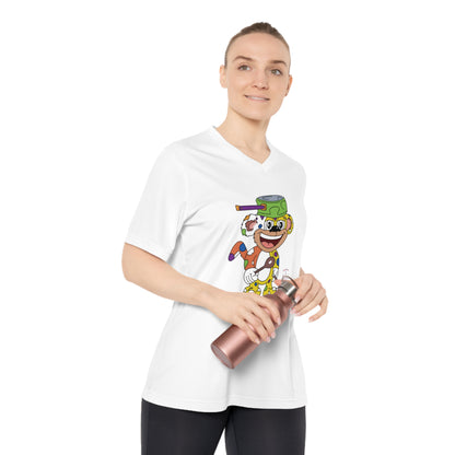Potz™ Women's Performance V-Neck T-Shirt – Playful Graphic Tee | Smile Universe Collection