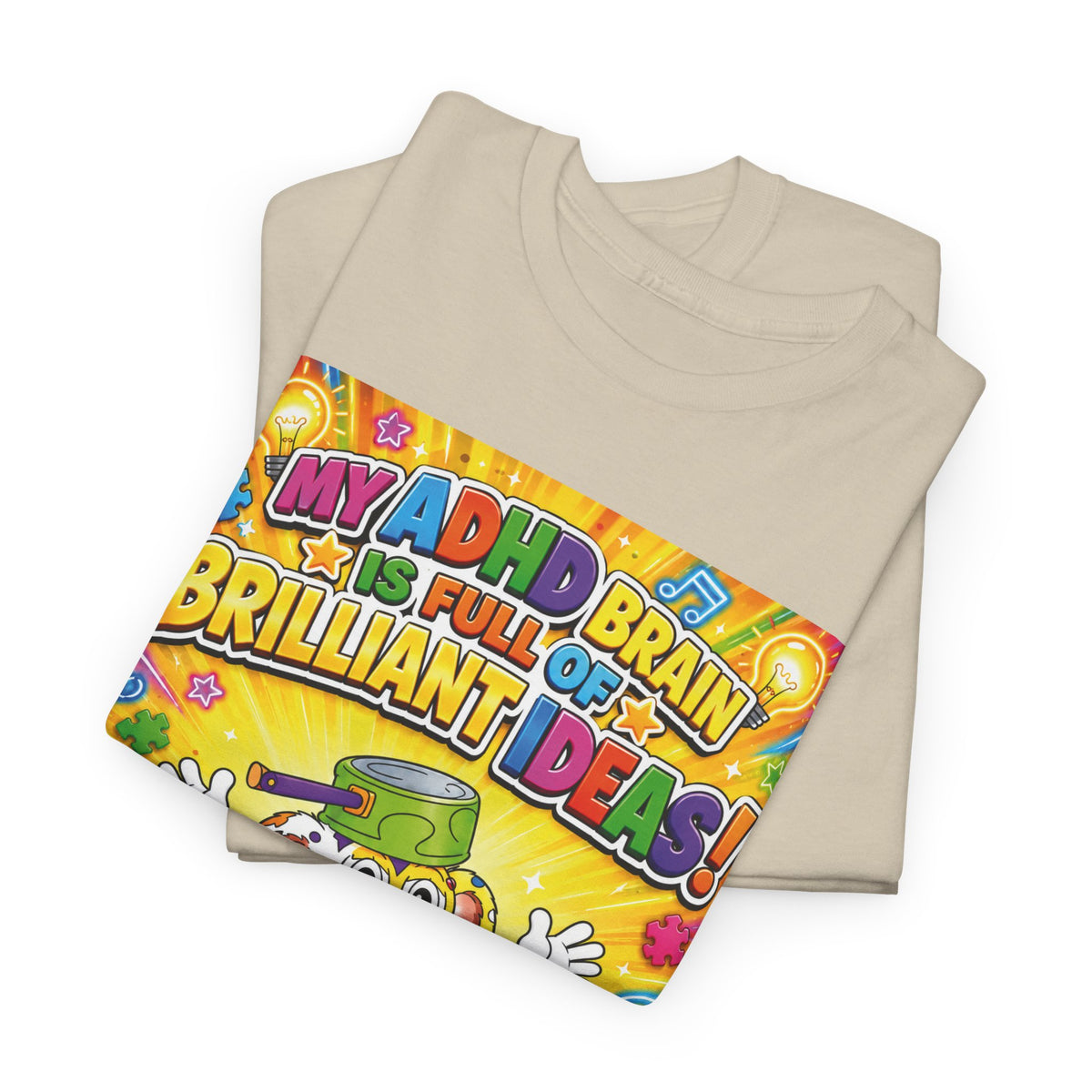 Potz™ Unisex Heavy Cotton™ Tee – "My ADHD Brain is Full of Brilliant Ideas!" Graphic Tee | Smile Universe Collection