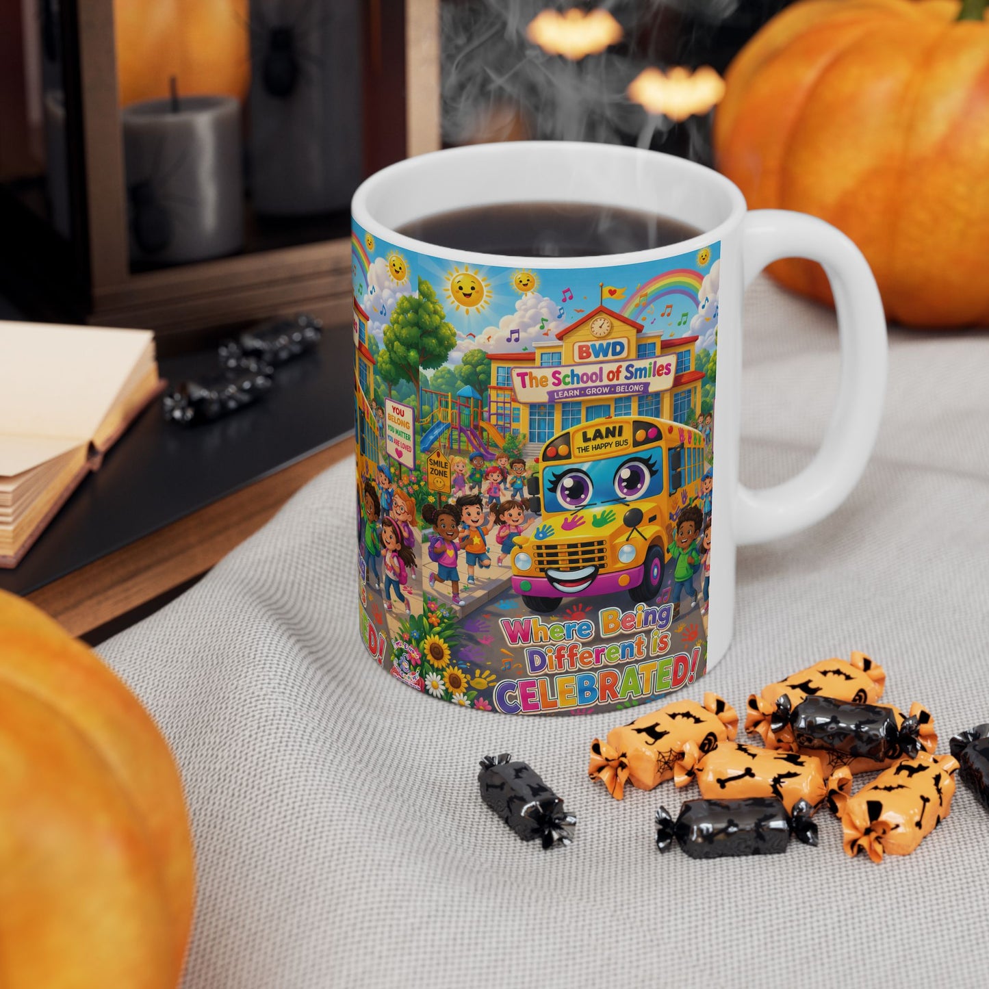 Lani™ Ceramic Mug (11oz & 15oz) – "Where Being Different is CELEBRATED!" Graphic