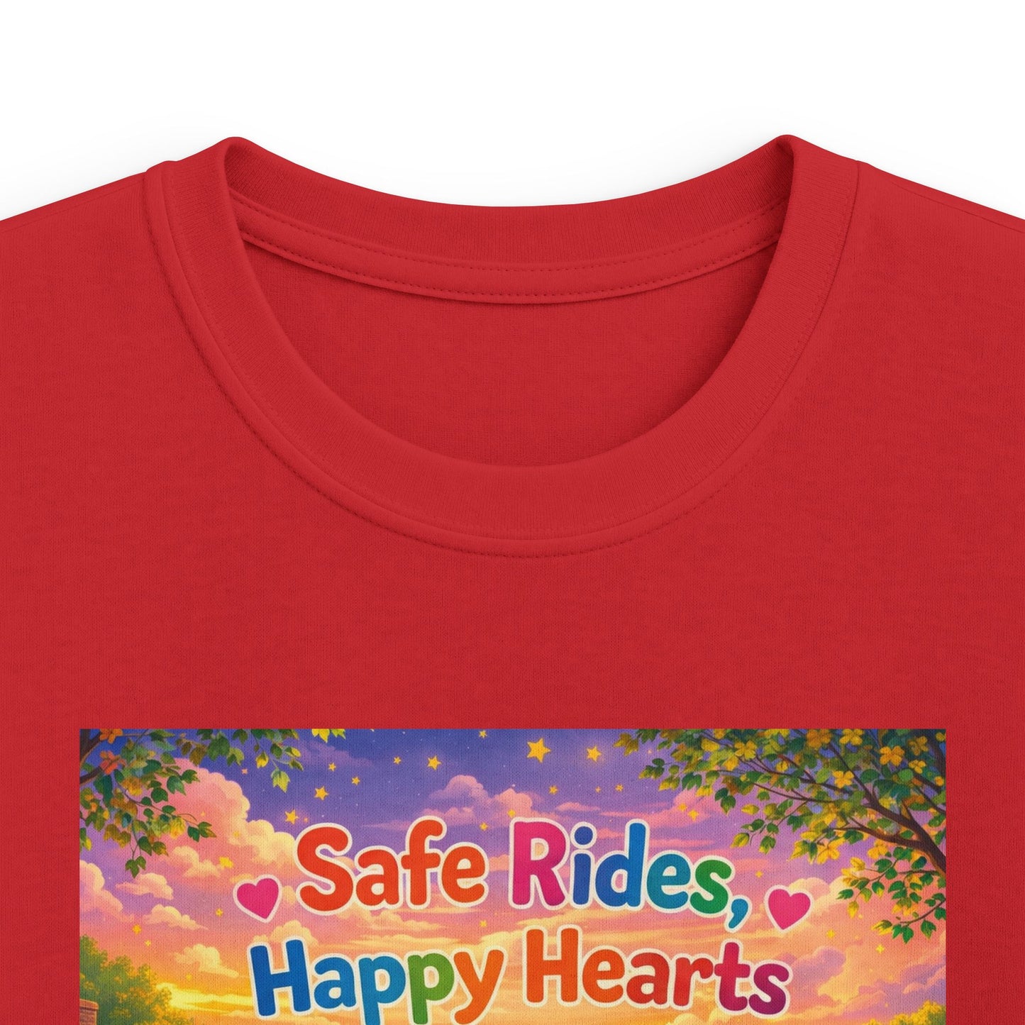 Lani™ Kids Softstyle Tee – "Safe Rides, Happy Hearts" Graphic