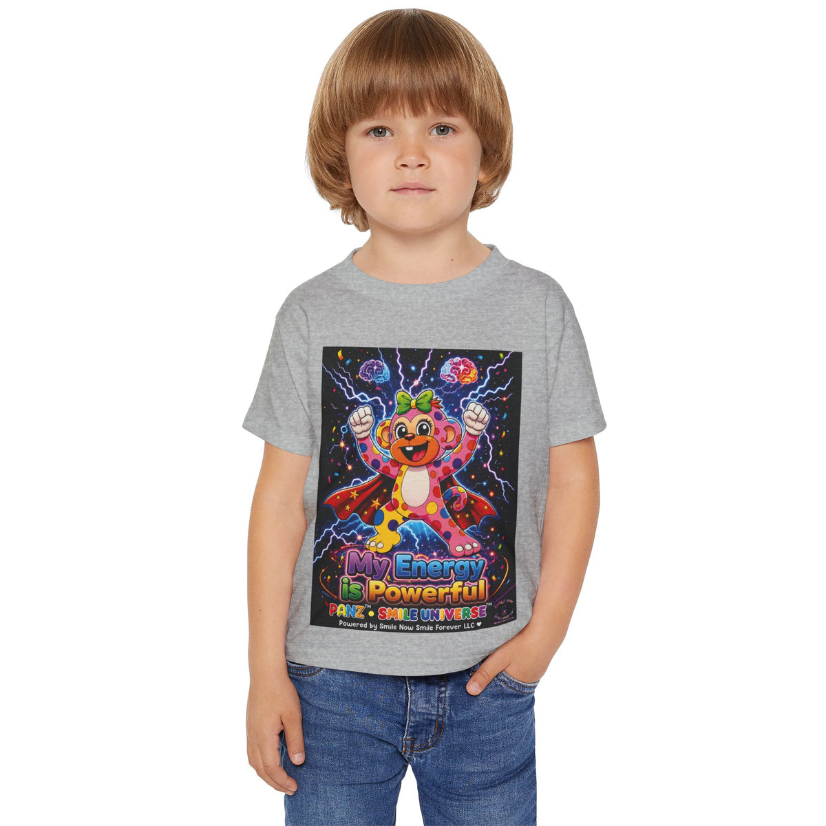Panz™ Heavy Cotton™ Toddler T-Shirt – "My Energy is Powerful" Graphic Tee | Smile Universe Collection