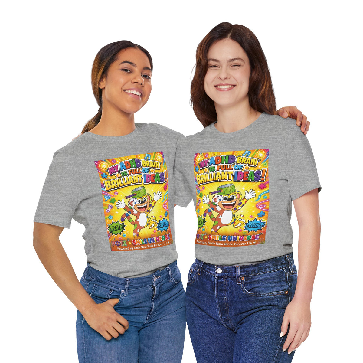 Potz™ Unisex Jersey Short Sleeve Tee – "My ADHD Brain is Full of Brilliant Ideas!" Graphic Tee | Smile Universe Collection