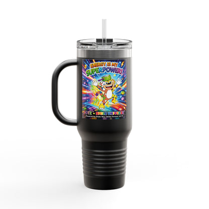 Potz™ Insulated Travel Mug 40oz – "Energy is My Superpower!" Graphic Tumbler | Smile Universe Collection