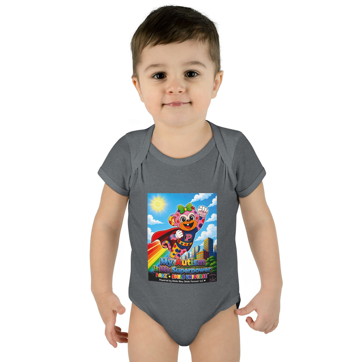 Panz™ Infant Baby Rib Bodysuit – "My Autism is My Superpower" Graphic | Smile Universe Collection