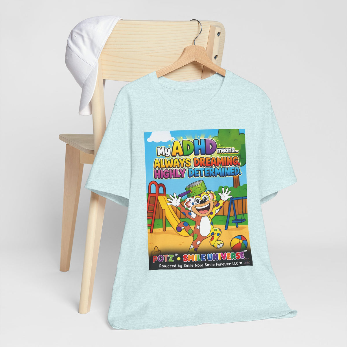 Potz™ Unisex Jersey Short Sleeve Tee – "My ADHD Means Always Dreaming, Highly Determined" Graphic Tee | Smile Universe Collection
