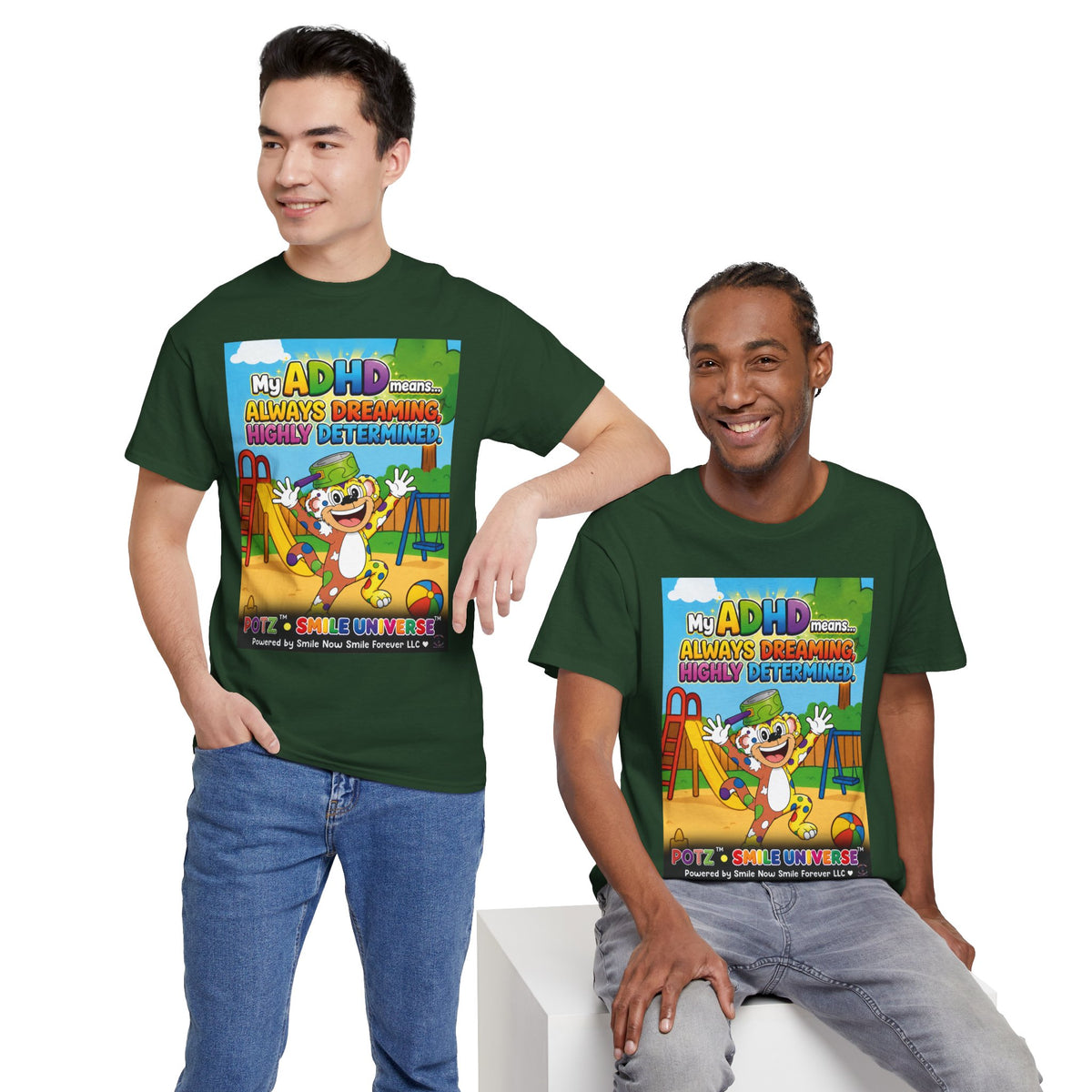 Potz™ Unisex Heavy Cotton™ Tee – "My ADHD Means Always Dreaming, Highly Determined" Graphic Tee | Smile Universe Collection