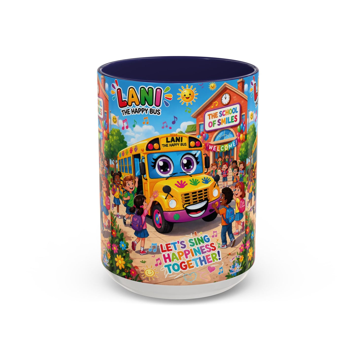 Lani™ Accent Coffee Mug (11oz & 15oz) – "Let's Sing Happiness Together!" Graphic