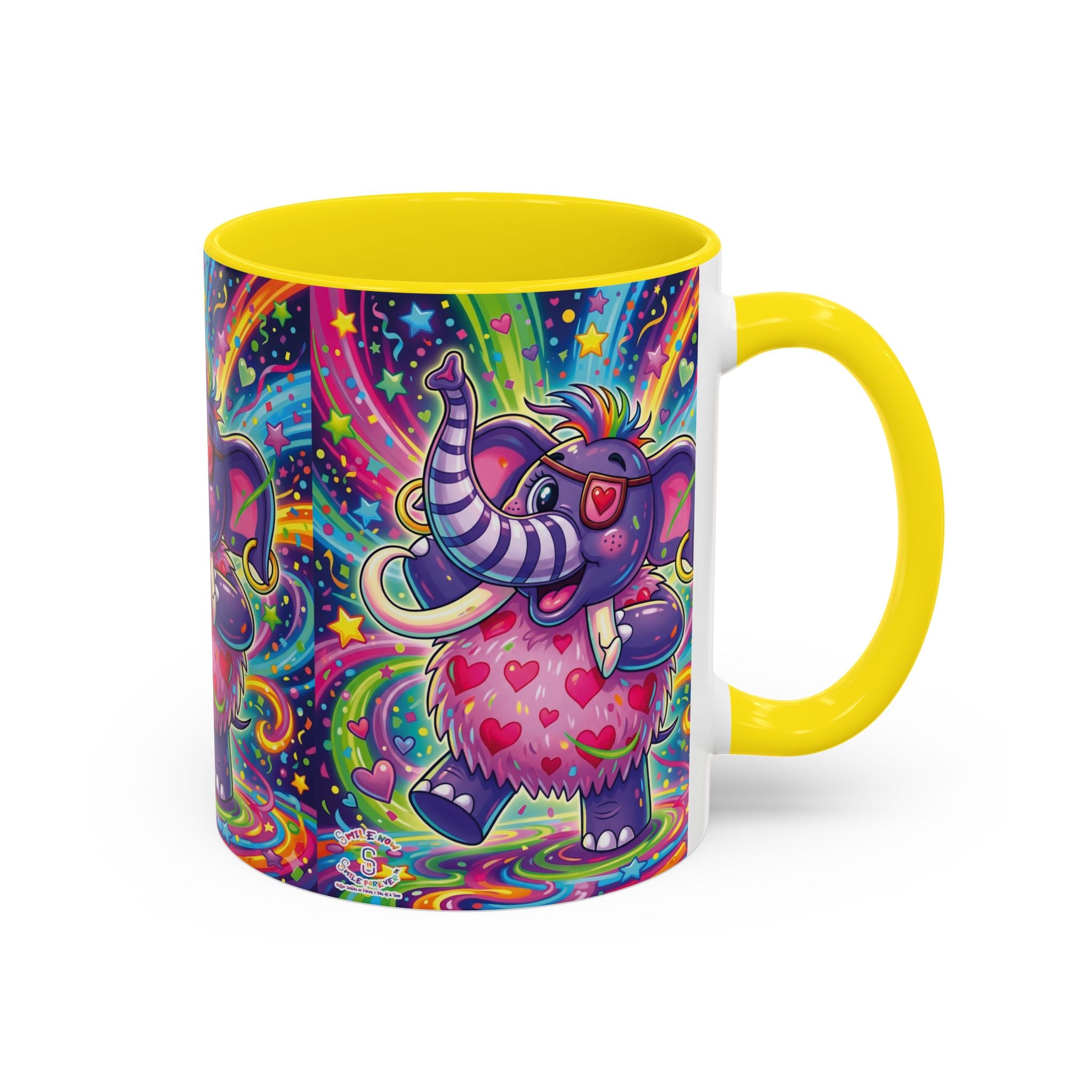 Piklez™ 11oz, 15oz Accent Coffee Mug – "Born to Celebrate!" Graphic | Smile Universe Collection