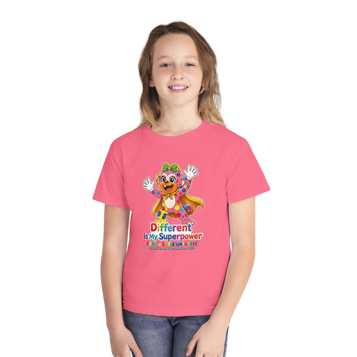 Panz™ Youth Midweight Tee – "Different is My Superpower" Graphic | Smile Universe Collection