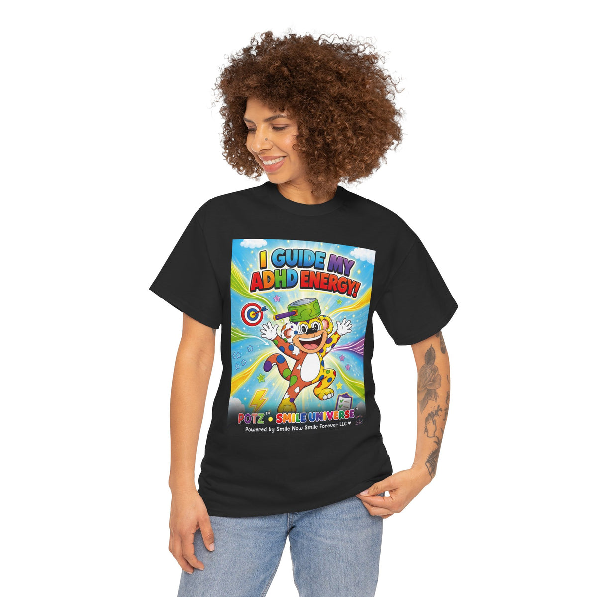 Potz™ Unisex Heavy Cotton™ Tee – "I Guide My ADHD Energy!" Graphic Tee | Smile Universe Collection