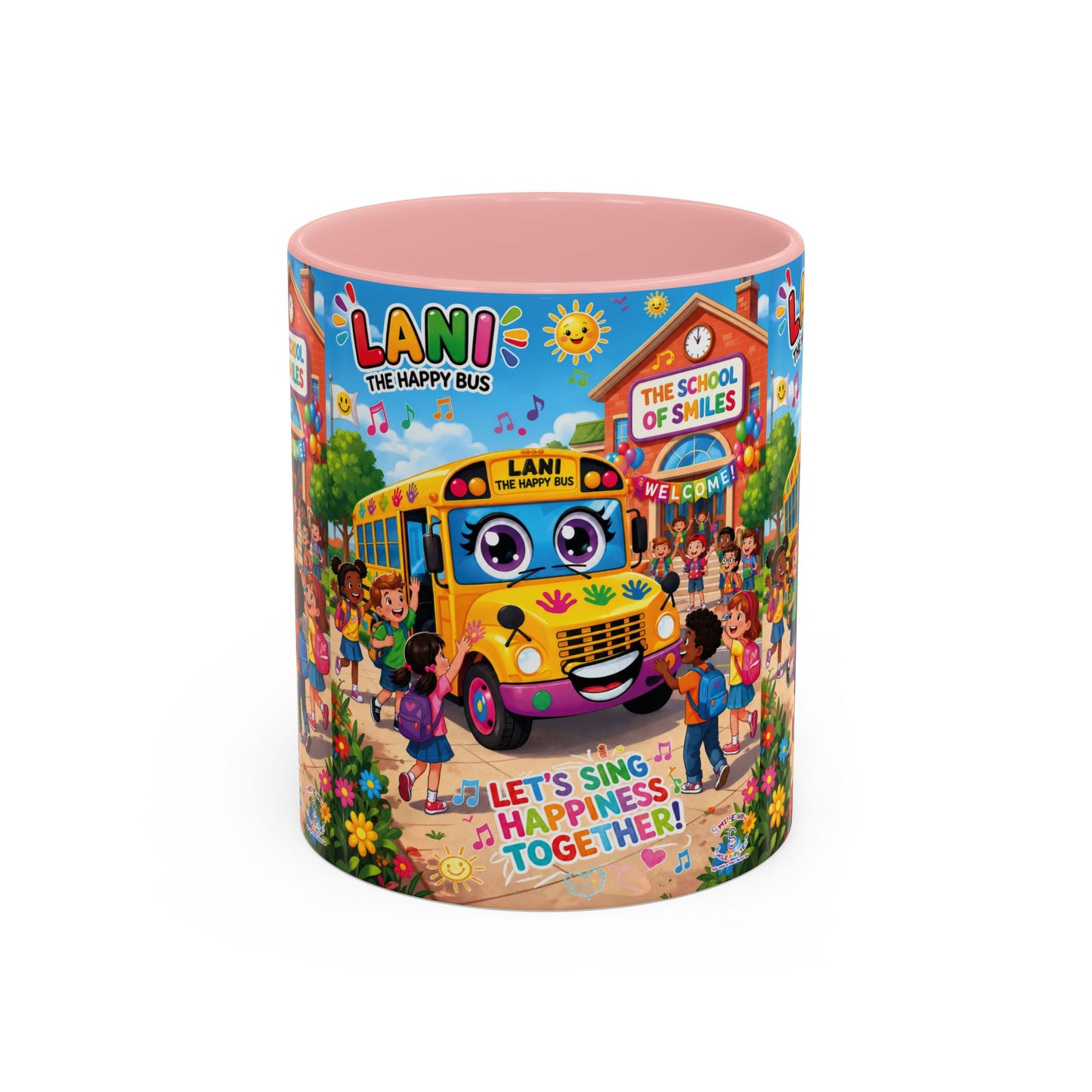 Lani™ Accent Coffee Mug (11oz & 15oz) – "Let's Sing Happiness Together!" Graphic