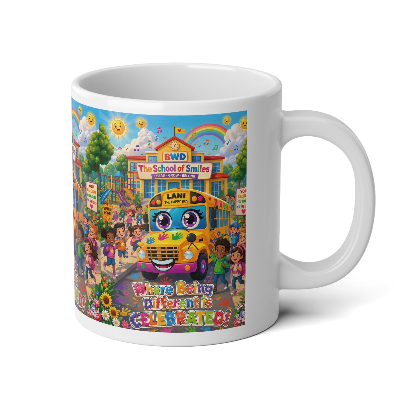 Lani™ Jumbo Mug 20oz – "Where Being Different is CELEBRATED!" Graphic