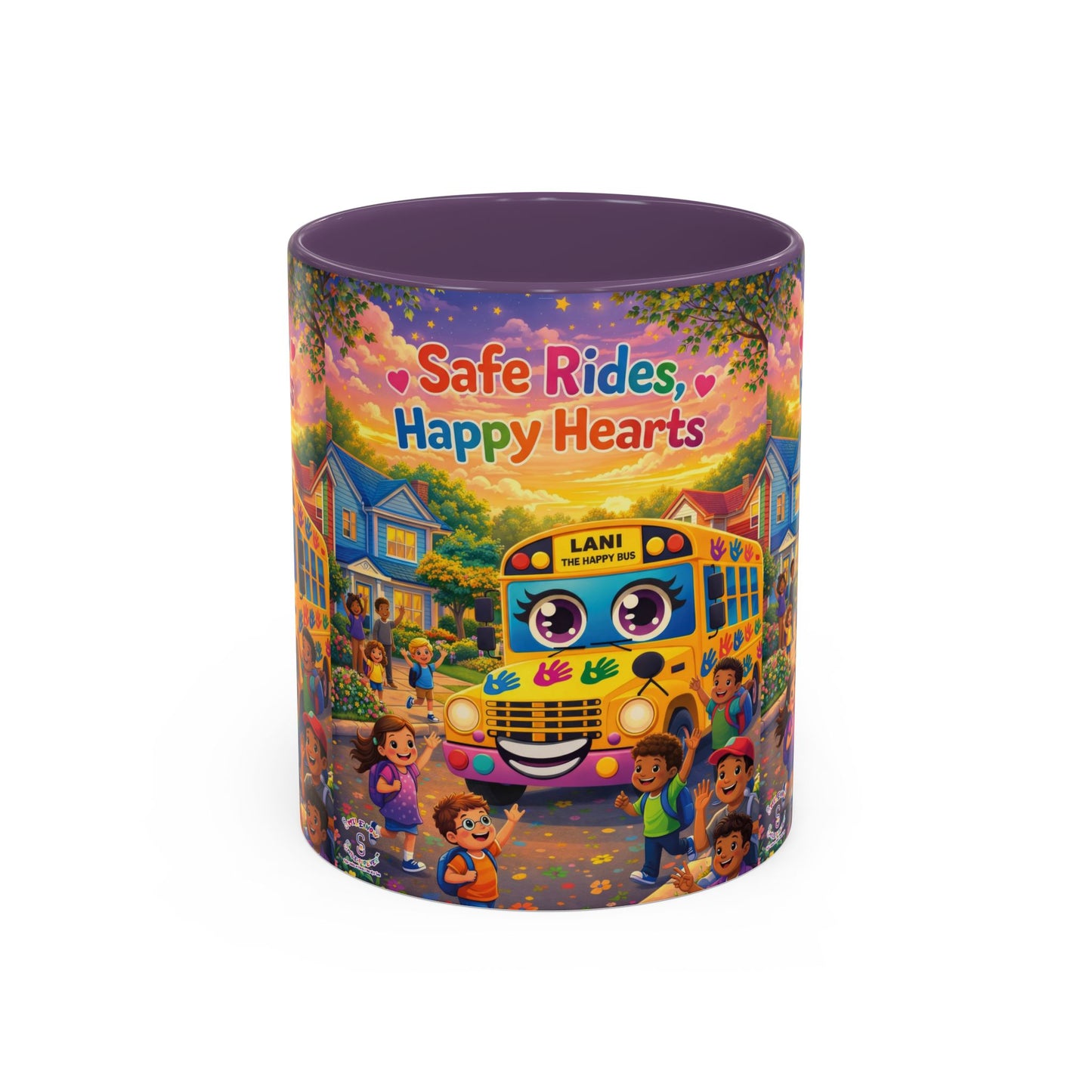 Lani™ Accent Coffee Mug (11oz & 15oz) – "Safe Rides, Happy Hearts" Graphic