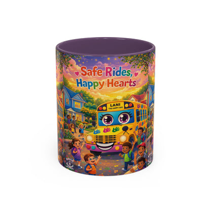 Lani™ Accent Coffee Mug (11oz & 15oz) – "Safe Rides, Happy Hearts" Graphic