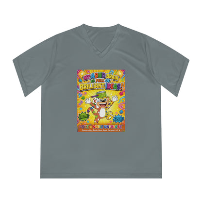 Potz™ Women's Performance V-Neck T-Shirt – "My ADHD Brain is Full of Brilliant Ideas!" Graphic Tee | Smile Universe Collection