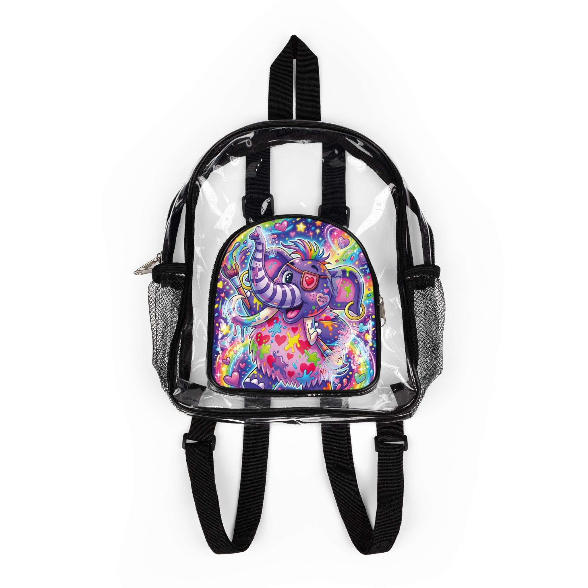 Piklez™ Clear Stadium Backpack – "Magic Paint!" Graphic | Smile Universe Collection