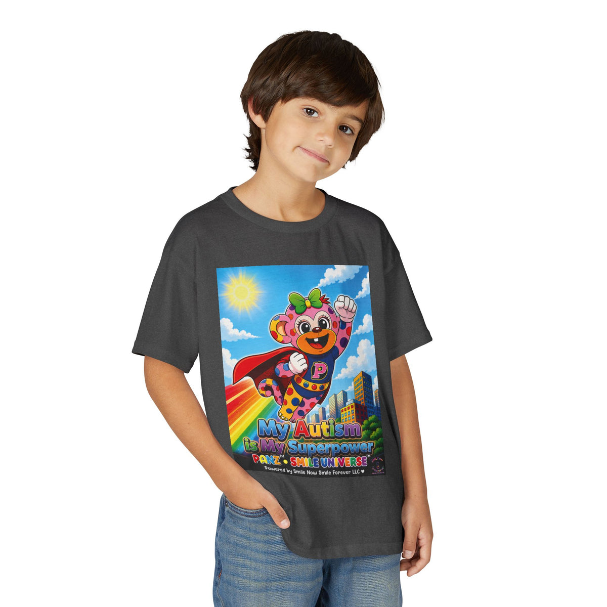 Panz™ Youth DryBlend® T-Shirt – "My Autism is My Superpower" Graphic | Smile Universe Collection