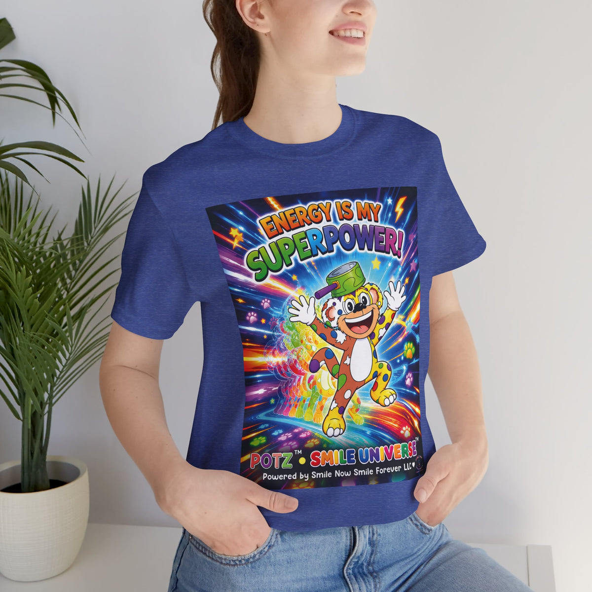 Potz™ Unisex Jersey Short Sleeve Tee – "Energy is My Superpower!" Graphic Tee | Smile Universe Collection