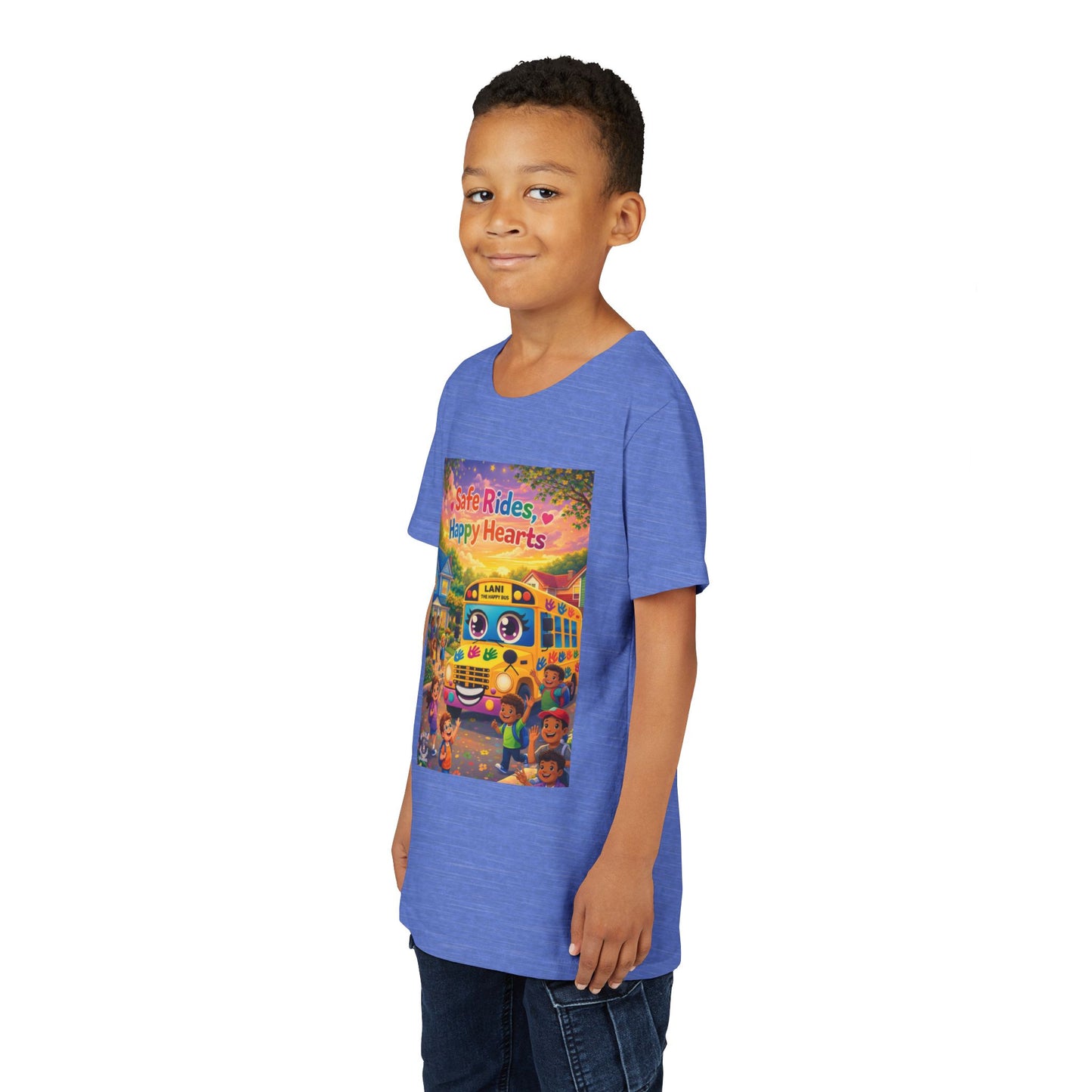 Lani™ Youth Short Sleeve Tee – "Safe Rides, Happy Hearts" Graphic
