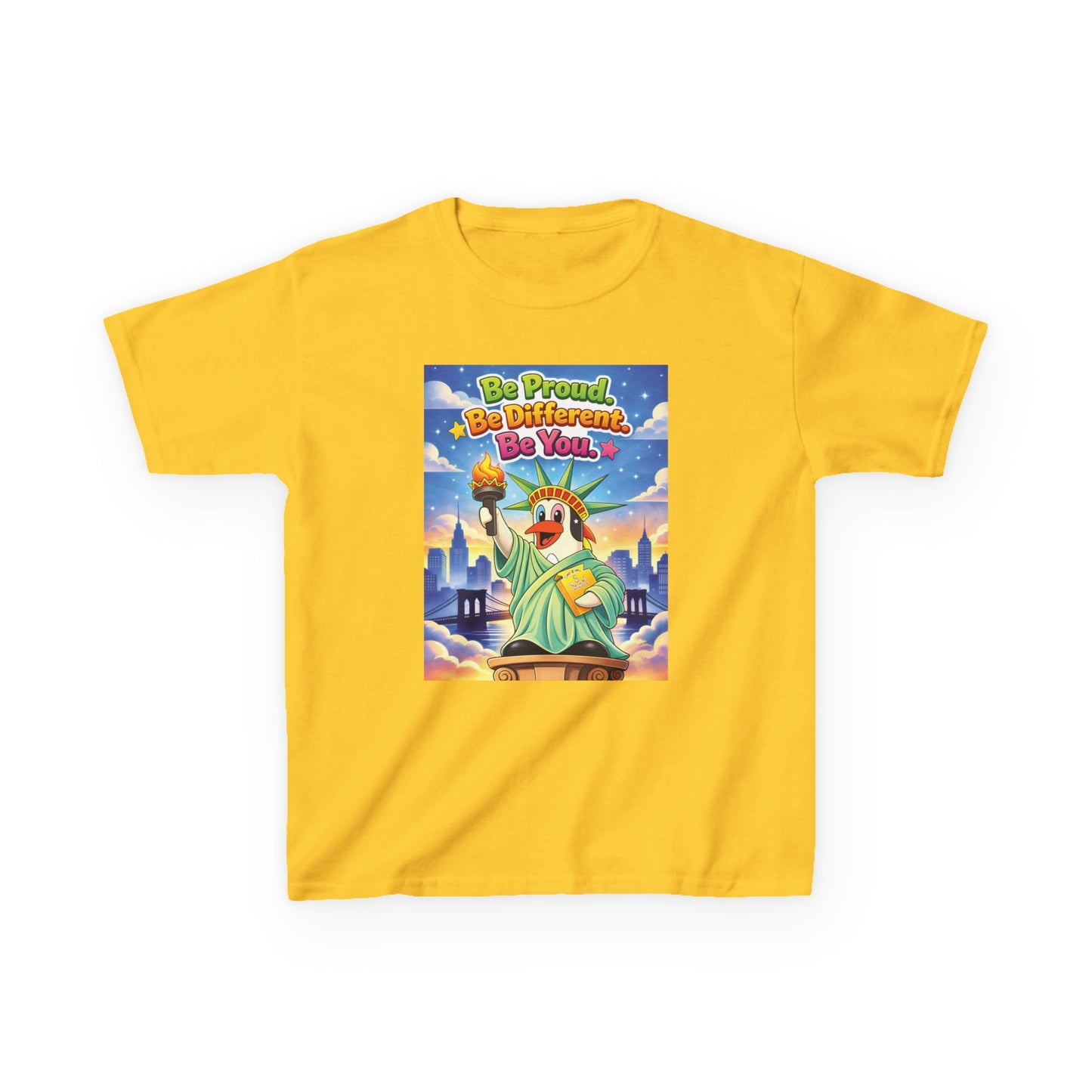 TuBz™M "Be Proud. Be Different. Be You." Kids T-Shirt - Inspirational Graphic Tee