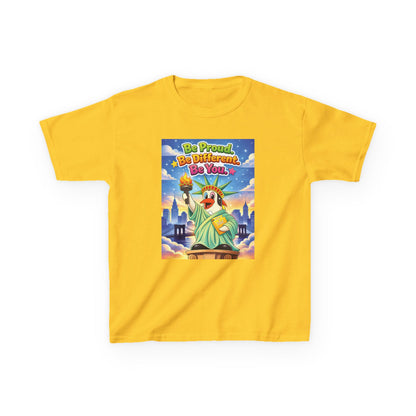 TuBz™M "Be Proud. Be Different. Be You." Kids T-Shirt - Inspirational Graphic Tee