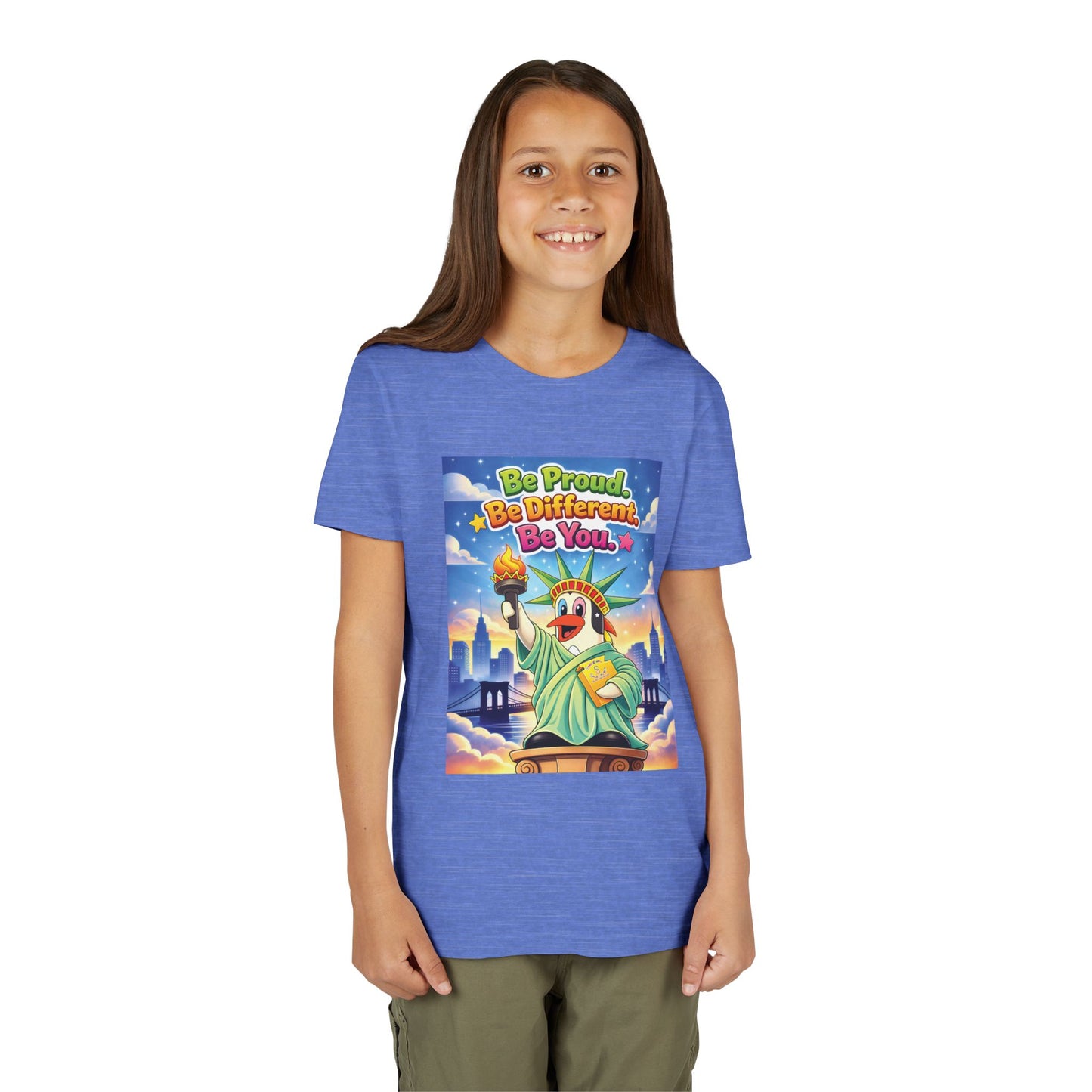 TuBz™M "Be Proud. Be Different. Be You." Kids T-Shirt - Inspirational Graphic Tee