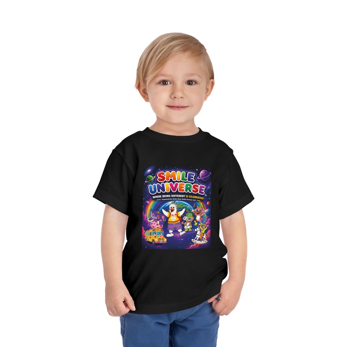 Smile Universe™ Toddler Short Sleeve Tee – "Where Being Different is CELEBRATED!" Graphic