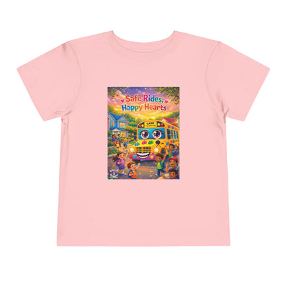 Lani™ Toddler Short Sleeve Tee – "Safe Rides, Happy Hearts" Graphic