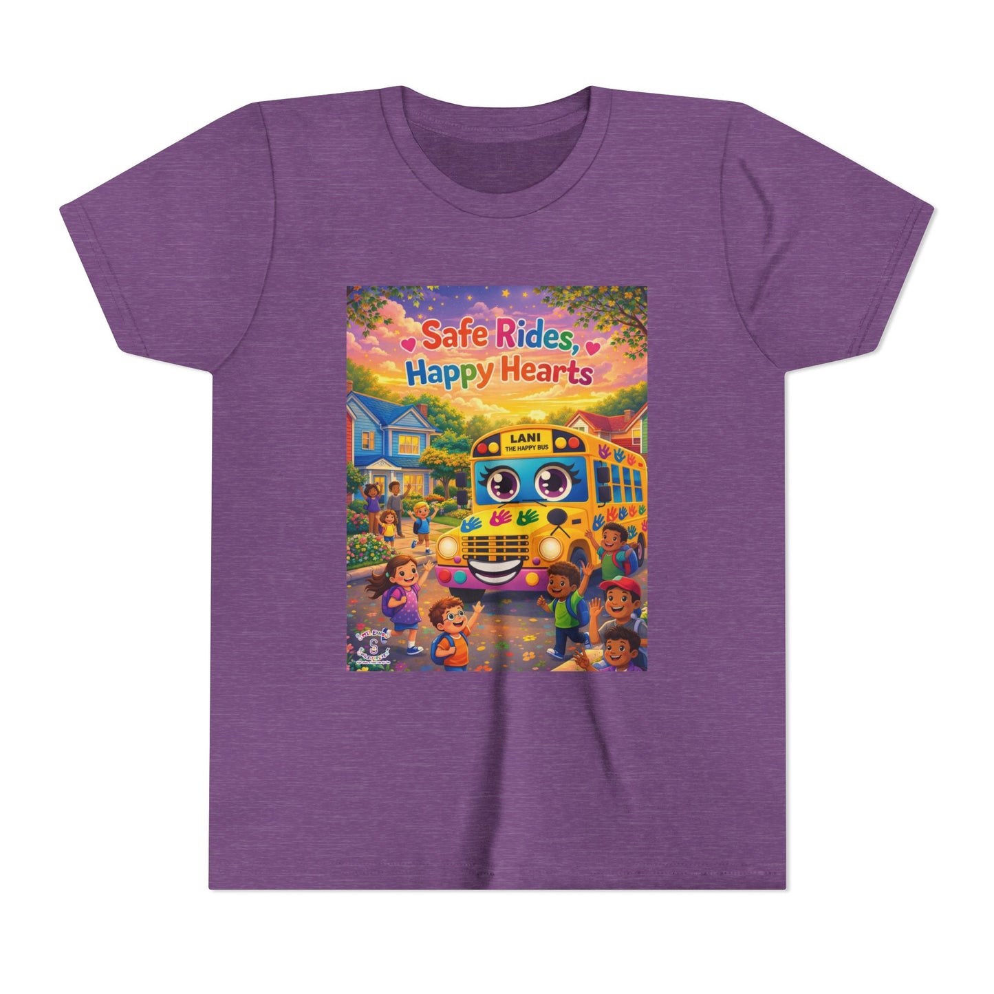 Lani™ Youth Short Sleeve Tee – "Safe Rides, Happy Hearts" Graphic