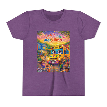 Lani™ Youth Short Sleeve Tee – "Safe Rides, Happy Hearts" Graphic
