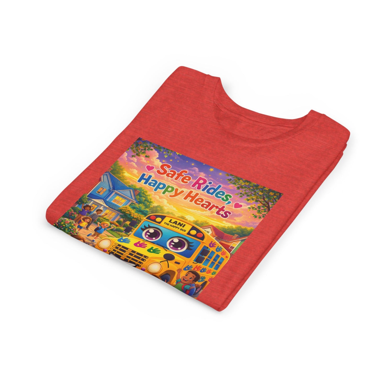 Lani™ Youth Short Sleeve Tee – "Safe Rides, Happy Hearts" Graphic