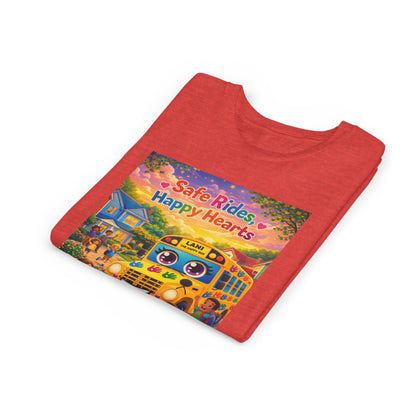 Lani™ Youth Short Sleeve Tee – "Safe Rides, Happy Hearts" Graphic