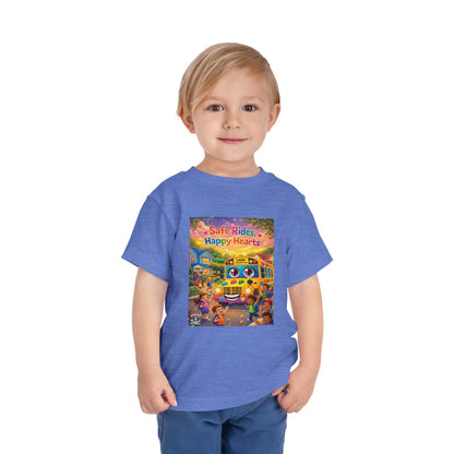 Lani™ Toddler Short Sleeve Tee – "Safe Rides, Happy Hearts" Graphic