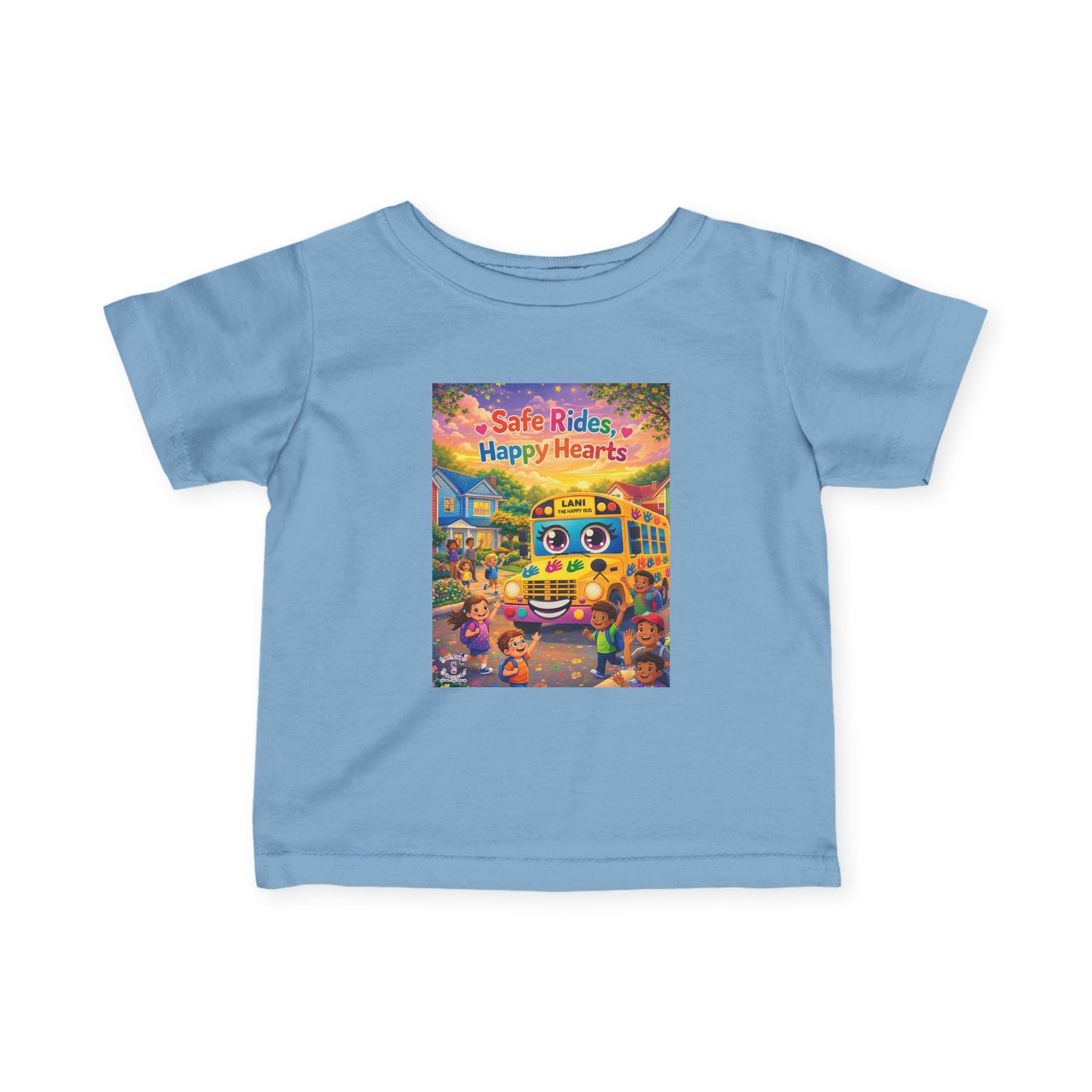 Lani™ Infant Fine Jersey Tee – "Safe Rides, Happy Hearts" Graphic