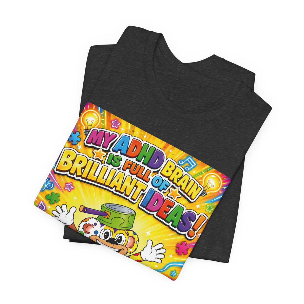 Potz™ Unisex Jersey Short Sleeve Tee – "My ADHD Brain is Full of Brilliant Ideas!" Graphic Tee | Smile Universe Collection