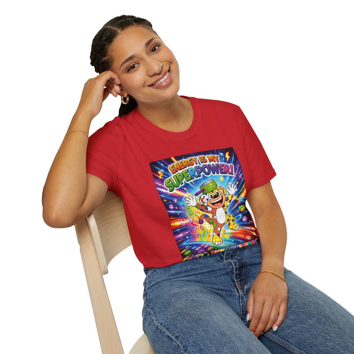Potz™ Unisex Softstyle T-Shirt – "Energy is My Superpower!" Graphic Tee | Smile Universe Collection