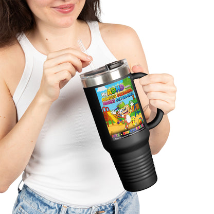 Potz™ Insulated Travel Mug 40oz – "My ADHD Means Always Dreaming, Highly Determined" Graphic Tumbler | Smile Universe Collection