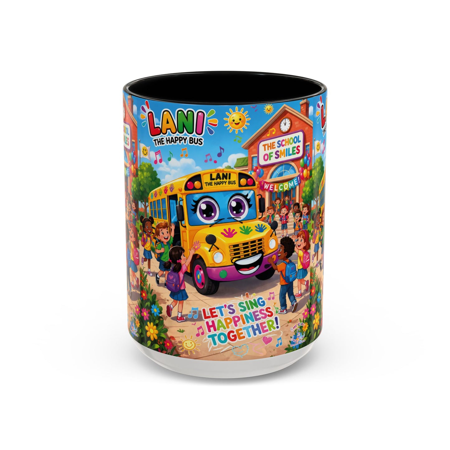 Lani™ Accent Coffee Mug (11oz & 15oz) – "Let's Sing Happiness Together!" Graphic