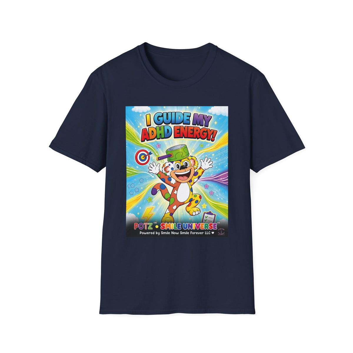 Potz™ Unisex Softstyle T-Shirt – "I Guide My ADHD Energy!" Graphic Tee | Smile Universe Collection