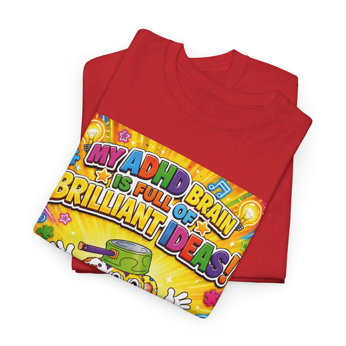Potz™ Unisex Heavy Cotton™ Tee – "My ADHD Brain is Full of Brilliant Ideas!" Graphic Tee | Smile Universe Collection